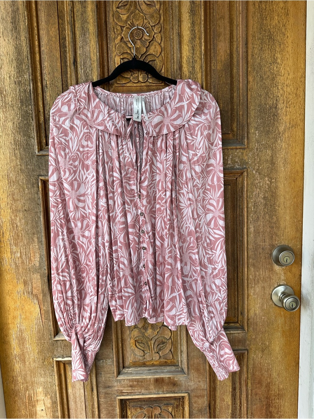 Anthropologie Florence Balducci Femme Collared Blouse Pink Size Petite Large - Picture 3 of 6